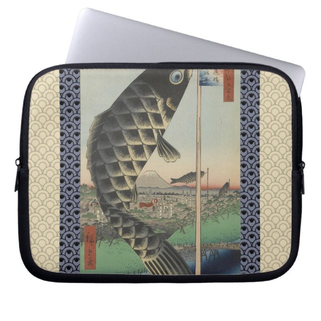 Japans Koi Fish Festival Flag Antiek Laptop Sleeve (Voorkant)