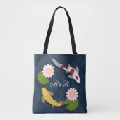 Japans Koi Fish Monogram Initiaal Tote Bag (Voorkant)
