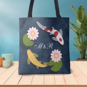 Japans Koi Fish Monogram Initiaal Tote Bag