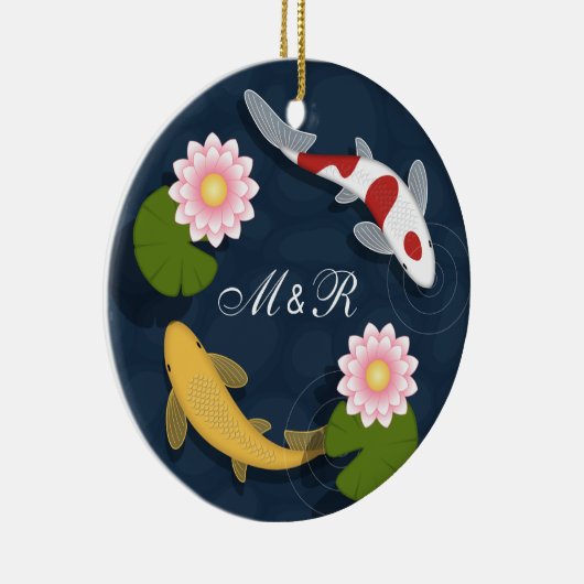 Japans Koi Fish Monogram Initialen Keramisch Ornament (Rechts)