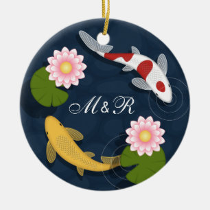 Japans Koi Fish Monogram Initialen Keramisch Ornament