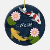 Japans Koi Fish Monogram Initialen Keramisch Ornament (Achterkant)