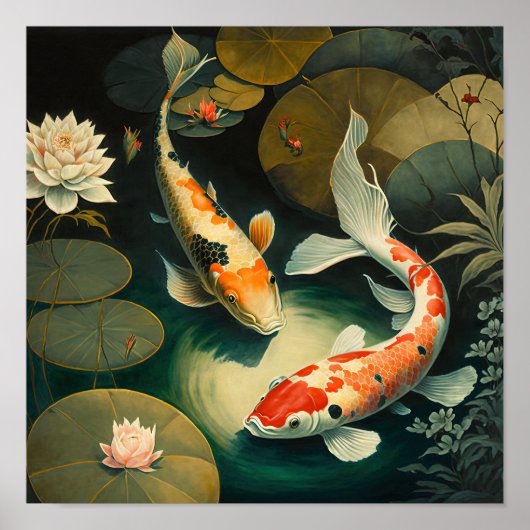  Japans Koi Fish Pond Art Print Poster (Voorkant)