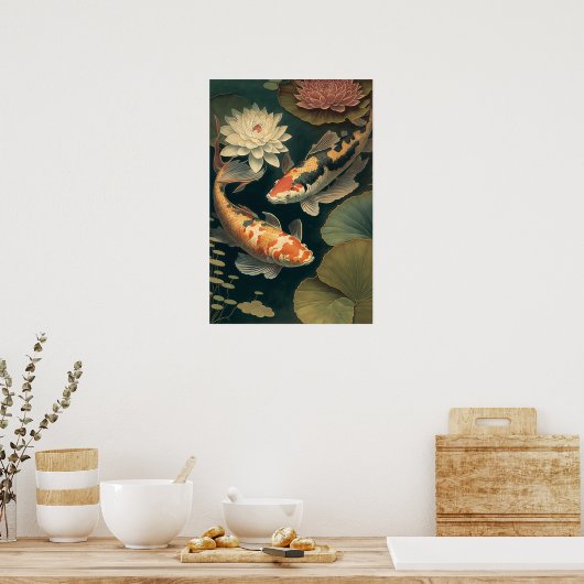  Japans koi Fish Pond Art Print Poster (Keuken)