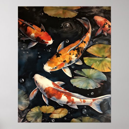 Japans Koi Fish Pond Art Print Poster (Voorkant)
