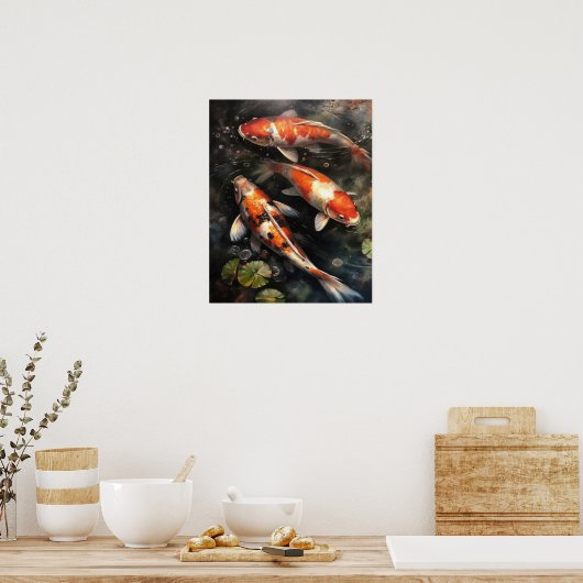 Japans Koi Fish Pond Art Print Poster (Keuken)