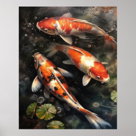 Japans Koi Fish Pond Art Print Poster