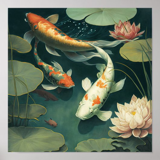  Japans Koi Fish Pond Art Print Poster (Voorkant)