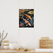 Japans Koi Fish Pond Art Print Poster (Keuken)