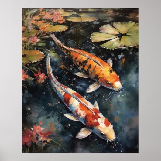 Japans Koi Fish Pond Art Print Poster (Voorkant)