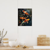 Japans Koi Fish Pond Art Print Poster (Keuken)