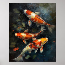 Japans Koi Fish Pond Art Print Poster