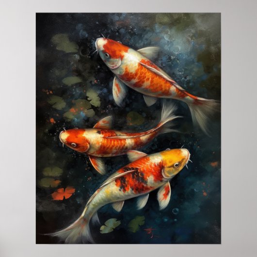 Japans Koi Fish Pond Art Print Poster (Voorkant)