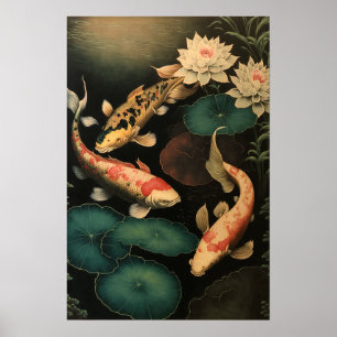  Japans Koi Fish Pond Art Print Poster