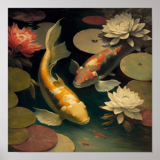  Japans Koi Fish Pond Art Print Poster (Voorkant)