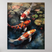 Japans Koi Fish Pond Art Print Poster (Voorkant)