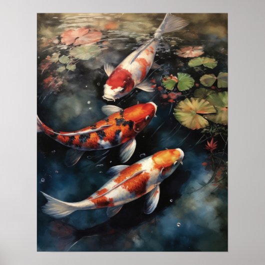 Japans Koi Fish Pond Art Print Poster (Voorkant)