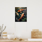 Japans Koi Fish Pond Art Print Poster (Keuken)
