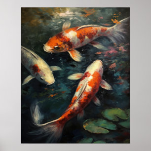Japans Koi Fish Pond Art Print Poster