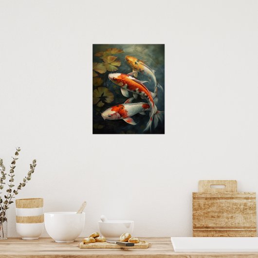 Japans Koi Fish Pond Art Print Poster (Keuken)