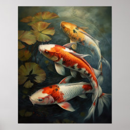 Japans Koi Fish Pond Art Print Poster
