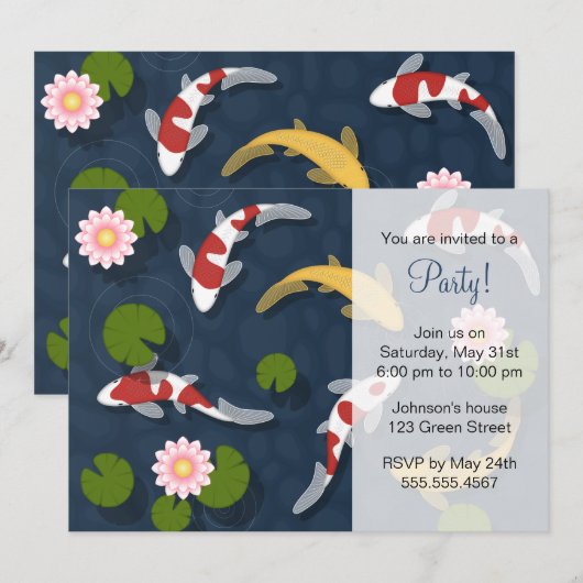 Japans Koi Fish Pond Party Kaart (Voorkant / Achterkant)
