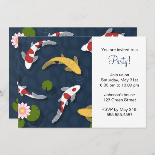 Japans Koi Fish Pond Party Kaart (Voorkant / Achterkant)