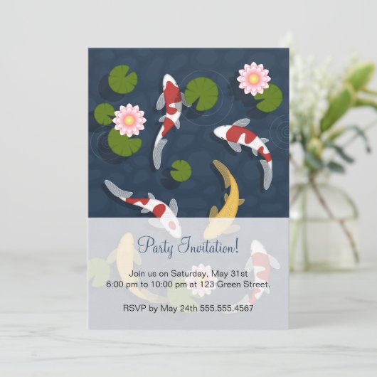 Japans Koi Fish Pond Party Kaart (Staand voorkant)