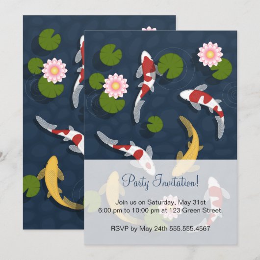 Japans Koi Fish Pond Party Kaart (Voorkant / Achterkant)