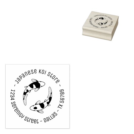 Japans Koi Fish Store Business Round Address Rubberstempel (Gestempeld)