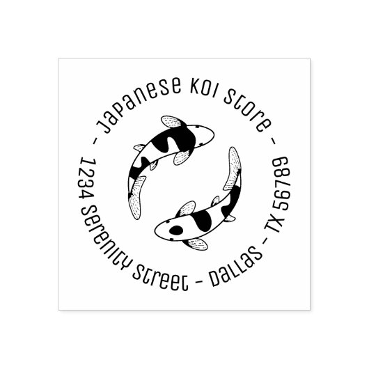 Japans Koi Fish Store Business Round Address Rubberstempel (Afrduk)
