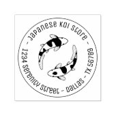 Japans Koi Fish Store Business Round Address Zelfinktende Stempel (Design)