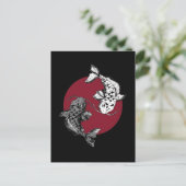 Japans koi karper cirkel zwart briefkaart (Staand voorkant)