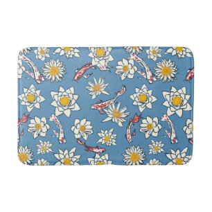 Japans Koi Vis en Bloemen Patroon Badmat