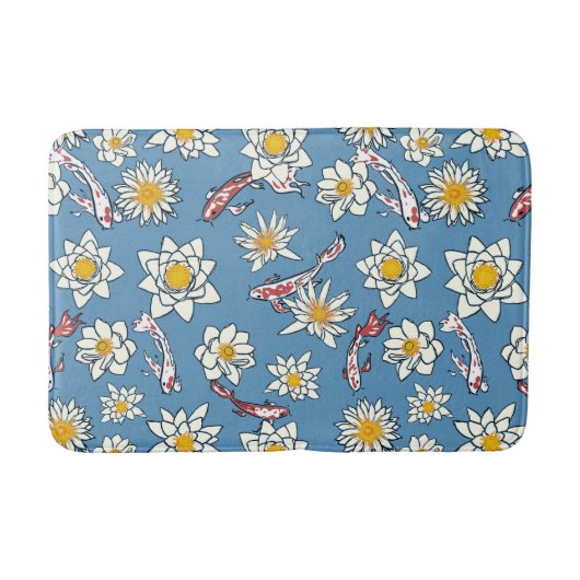 Japans Koi Vis en Bloemen Patroon Badmat (Voorkant)