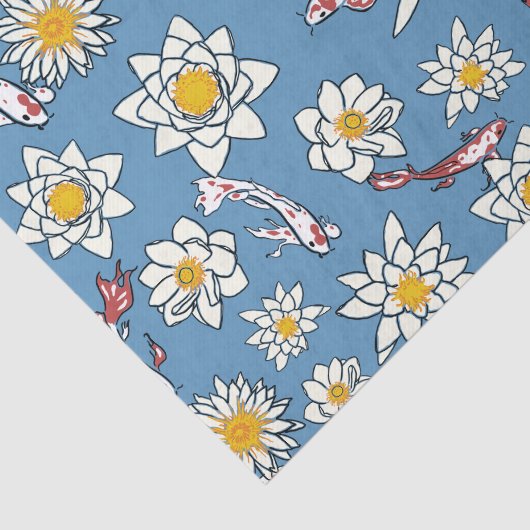 Japans Koi Vis en Bloemen Patroon Tissuepapier (Detail)