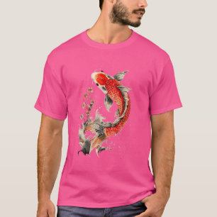 Japans Koi Vis en Bloemen Zwemmen Tattoo Vis T-shirt