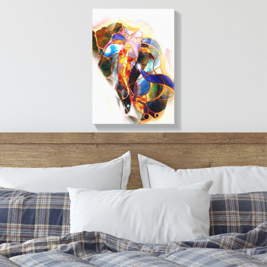 Japans Koi Vis Glas in lood Art Canvas Print (Insitu (Slaapkamer))