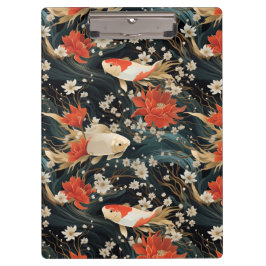 Japans Koi Vis Naadloos Patroon Klembord