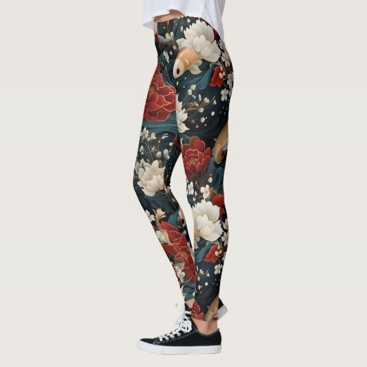 Japans Koi Vis Naadloos Patroon Leggings (Links)