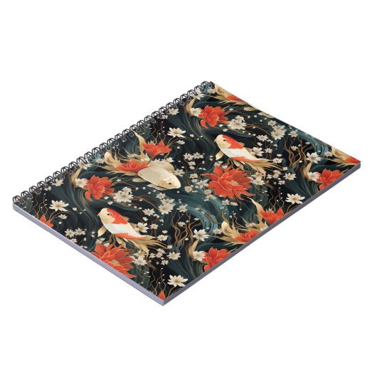 Japans Koi Vis Naadloos Patroon Notitieboek (Linkerzijde)