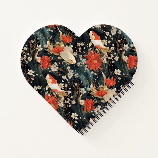 Japans Koi Vis Naadloos Patroon Notitieboek (Achterkant)