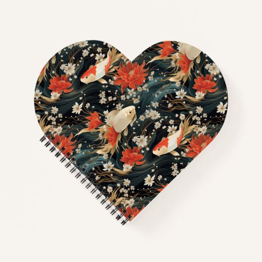 Japans Koi Vis Naadloos Patroon Notitieboek (Voorkant)