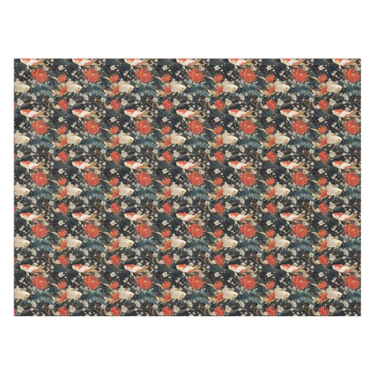 Japans Koi Vis Naadloos Patroon Tafelkleed (Voorkant (Horizontaal))