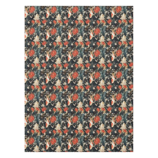 Japans Koi Vis Naadloos Patroon Tafelkleed (Voorkant)