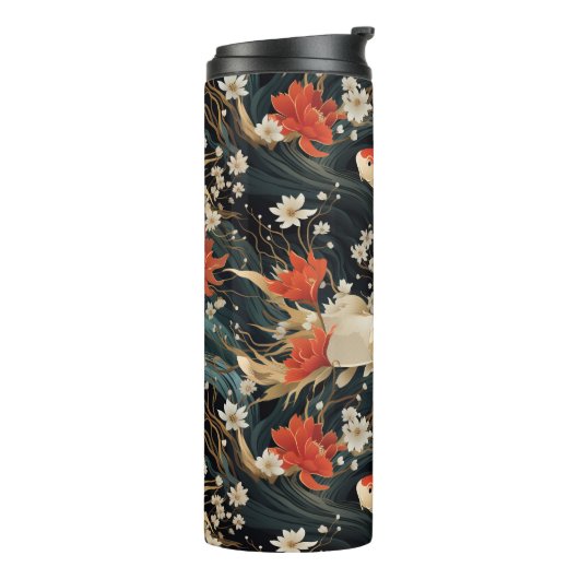 Japans Koi Vis Naadloos Patroon Thermosbeker (Gedraaid links)