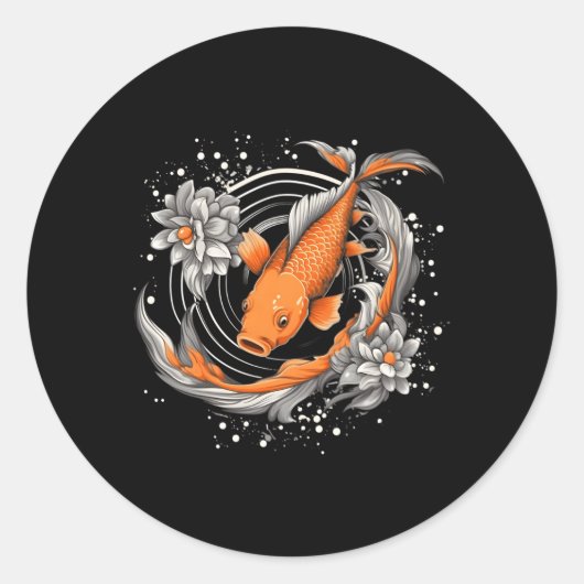 Japans Koi Vis Nishikigoi Vis Blackboard Ronde Sticker (Voorkant)