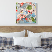 Japans Koi Waterverf Canvas 12x12 Afdruk (Insitu (Slaapkamer))