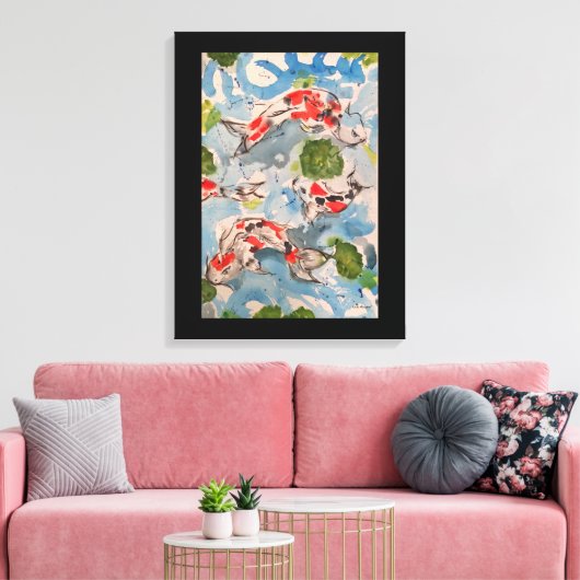 Japans Koi Waterverf Print Canvas 18x24 (Insitu (Woonkamer))