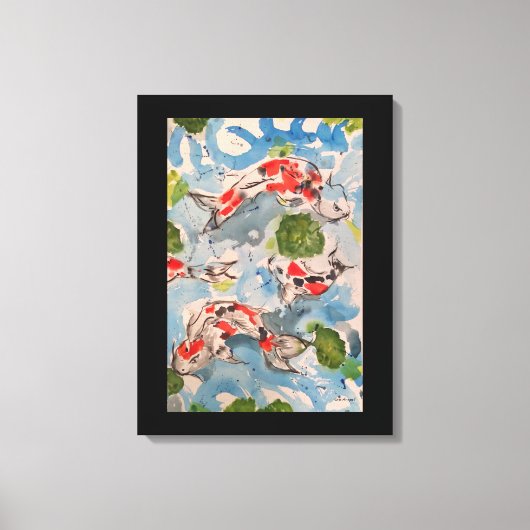 Japans Koi Waterverf Print Canvas 18x24 (Voorkant)